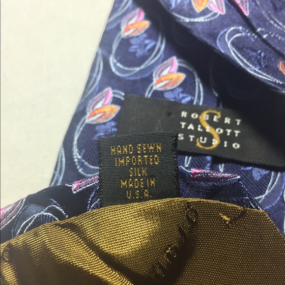 Robert Talbott studio navy flower tie 100% silk - Picture 7 of 8